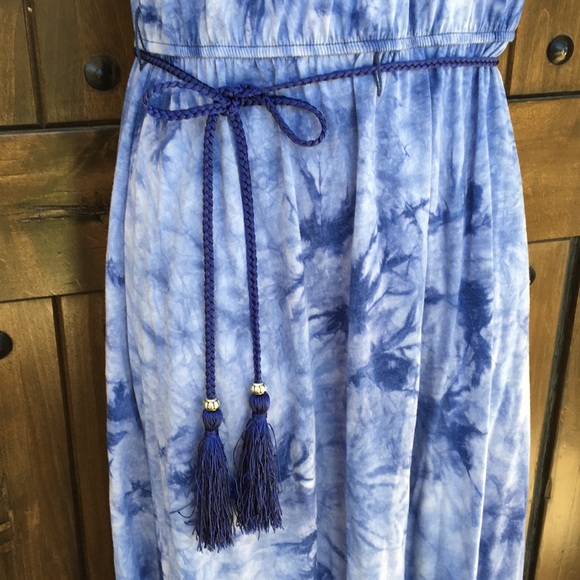AB Studio Blue Tie Dye High Low Dress S - Picture 2 of 5